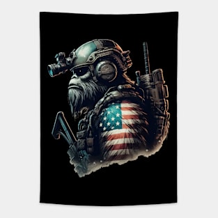 The Bigfoot Soldier American Patriotic 4th Of July Tapestry