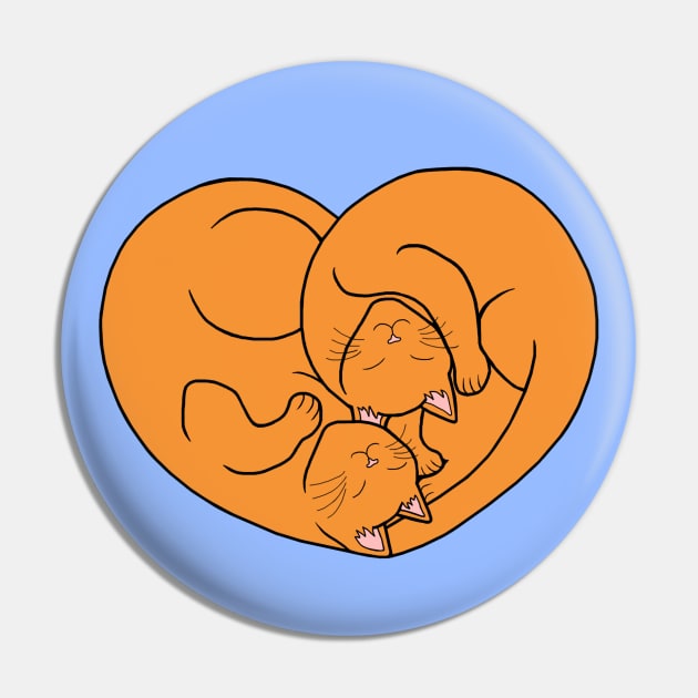 Cute Ginger Orange Cat Heart Pin by Art by Deborah Camp