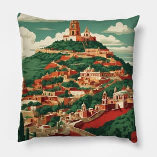 Cholula Puebla Mexico Tourism Travel Vintage Pillow