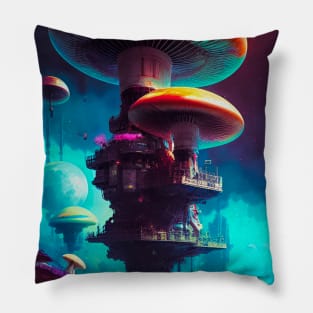 Abstract Another World Mushroom Citadel Pillow