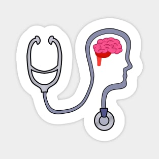 Stethoscope forming a head highlighting the brain Magnet