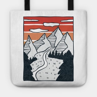 Golden Serenity: Hand-Drawn Valley Sunset Tote