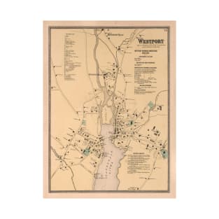 Vintage Map of Westport CT (1867) T-Shirt