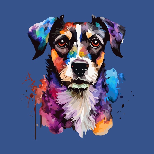 Colorful Jack Russell Terrier Digital Watercolor by DestructoKitty