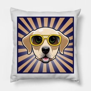 Golden Retriever Puppy Wearing Sunglasses Pillow