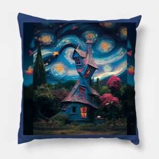 Starry Night Over The Burrow Pillow