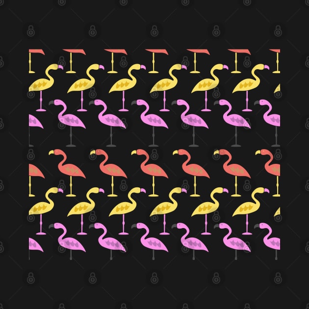 Happy flamingo pattern by Karroart