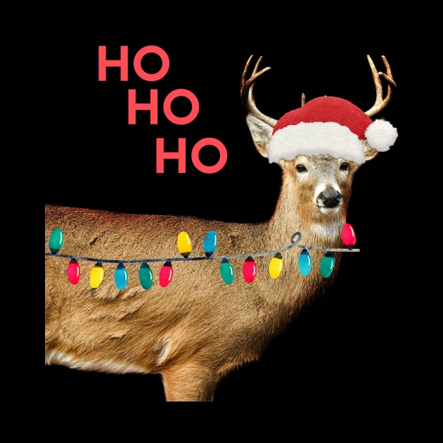 Funny Deer With Christmas Hat T-shirt by KathyG'sArt