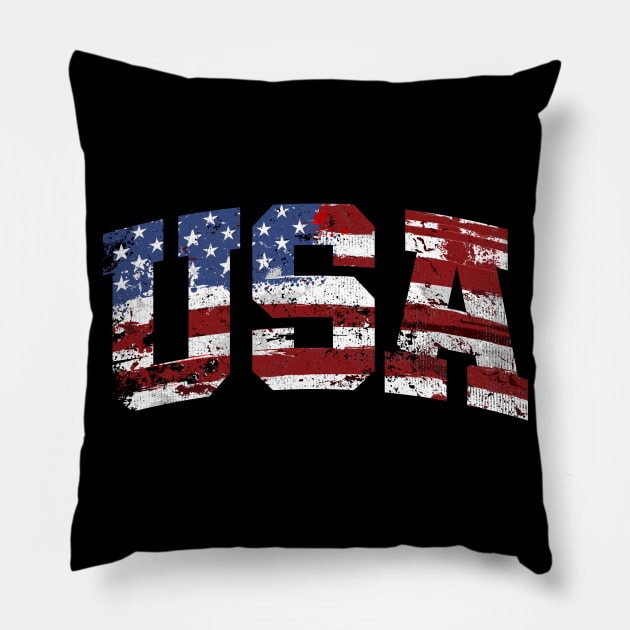 USA American Flag Vintage Pillow by KAWAIITEE