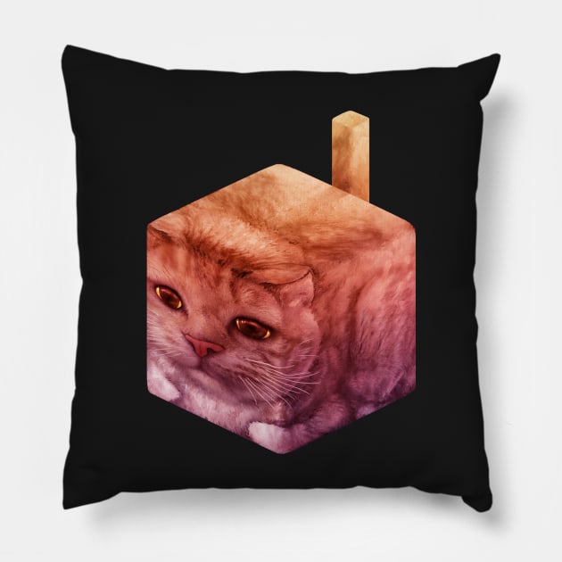 Cat Cube^3 (Voxel Feline, Block Pet, Box Cat) Pillow by LuigiPunch