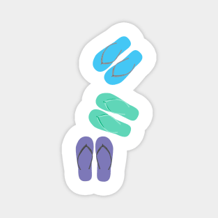 Green, Blue and Purple Flip Flops sandals Magnet