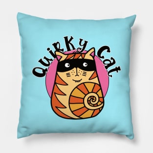 Quirky Kat Orange Striped Cat Pillow