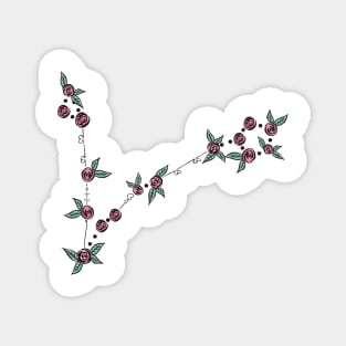 Pisces Zodiac Sign Constellation Roses and Hearts Doodle Magnet