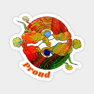 Proud Rainbows - Dark Neon Gems Magnet