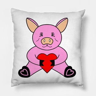 VALENTINE Day Pig - Funny Pig Art Pillow