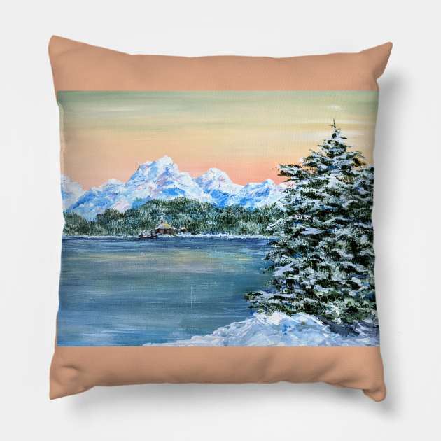 Frozen Winter Pillow by Aday