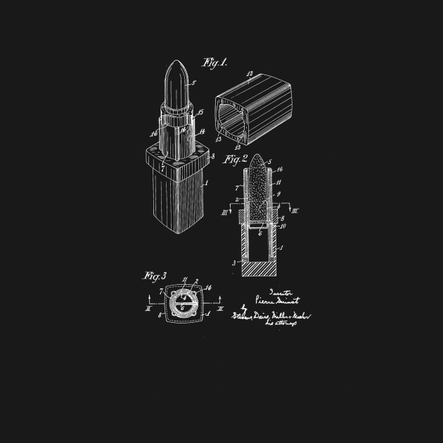 Lipstick Vintage Patent Drawing by TheYoungDesigns