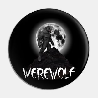 Werewolf Against Full Moon Design Pin