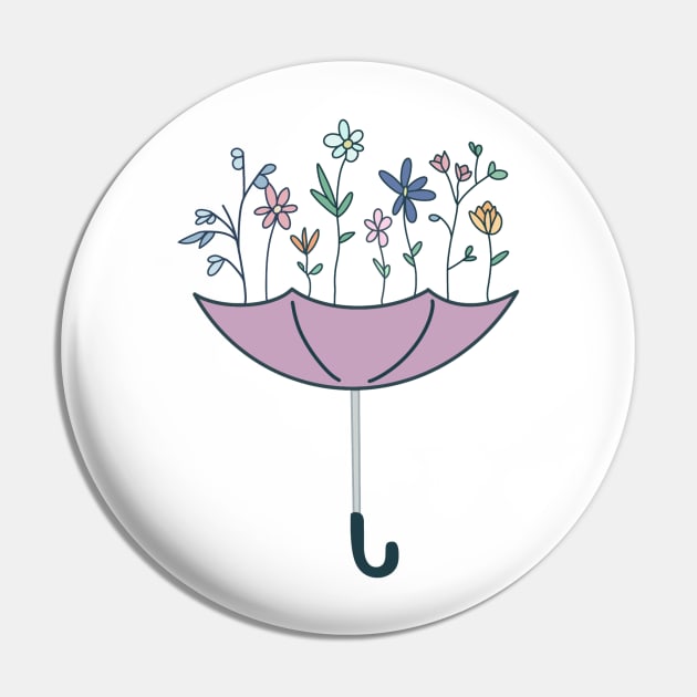 Upside Down Umbrella with Flowers Pin by trippyzipp