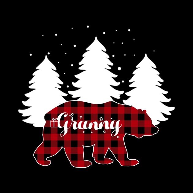 Buffalo Red Plaid Granny Bear Matching Family Christmas by Kagina