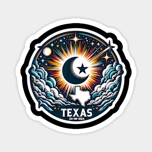 Texas Map Total Solar Eclipse April 8 2024 Magnet by SanJKaka