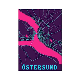 Östersund Neon City Map T-Shirt