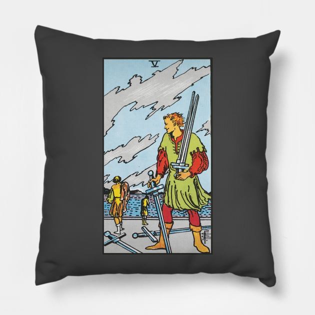 Five of swords tarot card Pillow by Nate's World of Tees