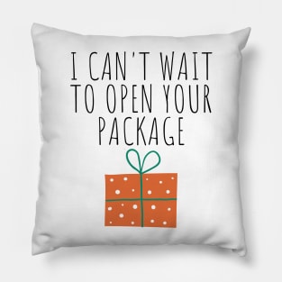 Christmas Humor. Rude, Offensive, Inappropriate Christmas Design. I Can't Wait To Open Your Package Pillow