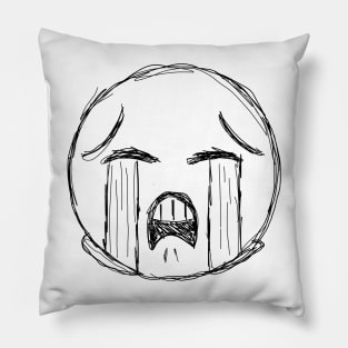 Dark and Gritty Loudly Uncontrollably Crying Emoji Face Pillow