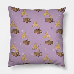 Old Gramophone Pattern Pillow