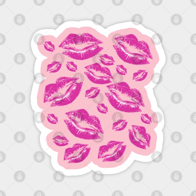 Cover Me In Kisses Playful Pink Lipstick Flirtatious Fun Magnet by taiche