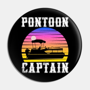 Pontoon Captain Vintage Funny Pontoon Boat Lover Boys Pin