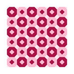 Shades of Pink Kansas Dugout Patchwork Pattern T-Shirt