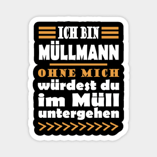 Müllmann Müllabfuhr stolzer Beruf Geschenkidee Magnet