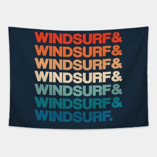 Windsurf Vintage Retro 70s 80s Colors Text Design Tapestry