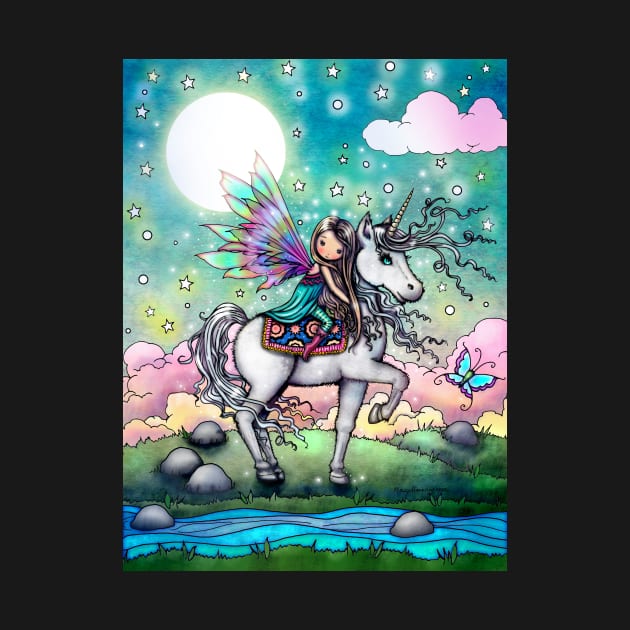 Whimsical Fairy with Unicorn Cute Art by Molly Harrison by robmolily