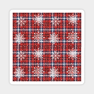 Christmas checkered pattern, red. Magnet