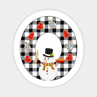 BW Buffalo Checks Pattern Monogram O | Snowman Magnet