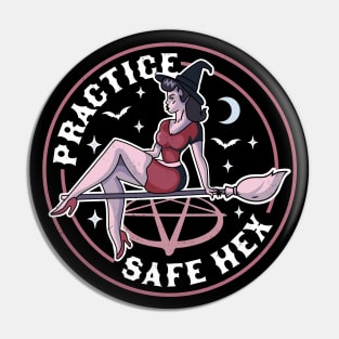 Practice Safe Hex Funny Witch Halloween Costume Pastel Goth Pin