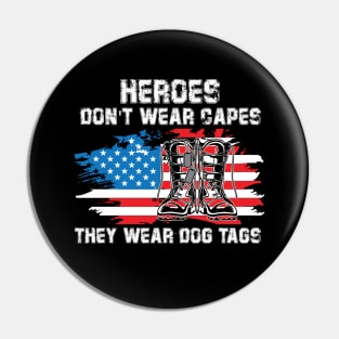 Heroes Wear Dog Tag & Combat Boots Veterans Pin