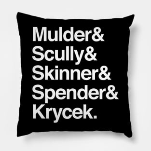 The X-Files in Helvetica - Mulder Scully Skinner Spender Krycek Pillow