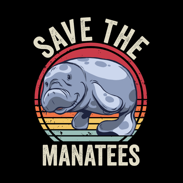 Save The Manatees Funny Vintage Retro by Visual Vibes