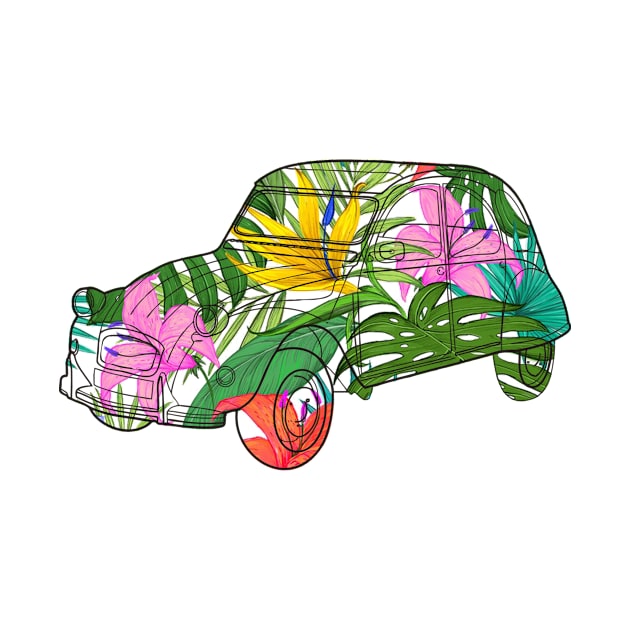 Floral Old Car by RK Holliday Store