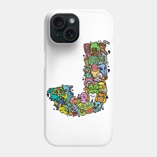 Alphabet Monster Doodle Letter J Monogram Phone Case