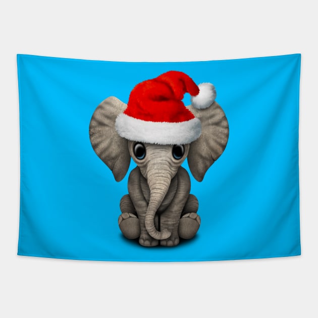 Baby Elephant Wearing a Santa Hat Tapestry by jeffbartels