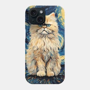 Persian Cat Breed Painting in a Van Gogh Starry Night Art Style Phone Case