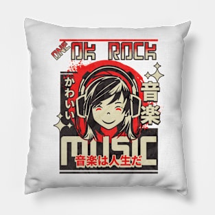 listening music//retro anime v7 Pillow