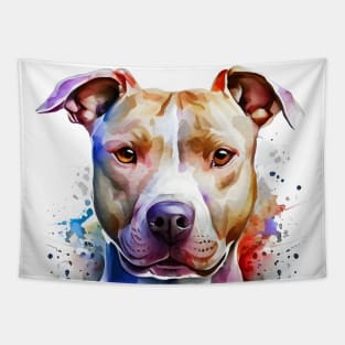 Watercolor Pit Bull Terrier Dog Tapestry