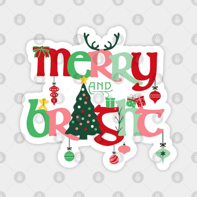 Merry and Bright Christmas Magnet by HolidayBug