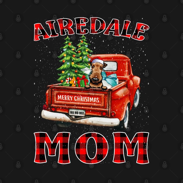 Christmas Airedale Mom Santa Hat Truck Tree Plaid Dog Mom Christmas by intelus